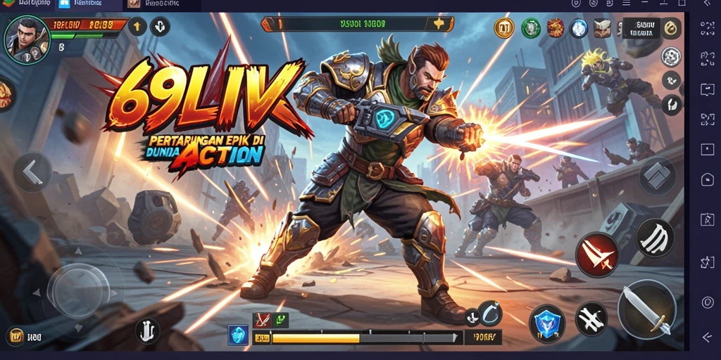 Screenshot 69LIVE menampilkan aksi seru dalam game pertarungan.