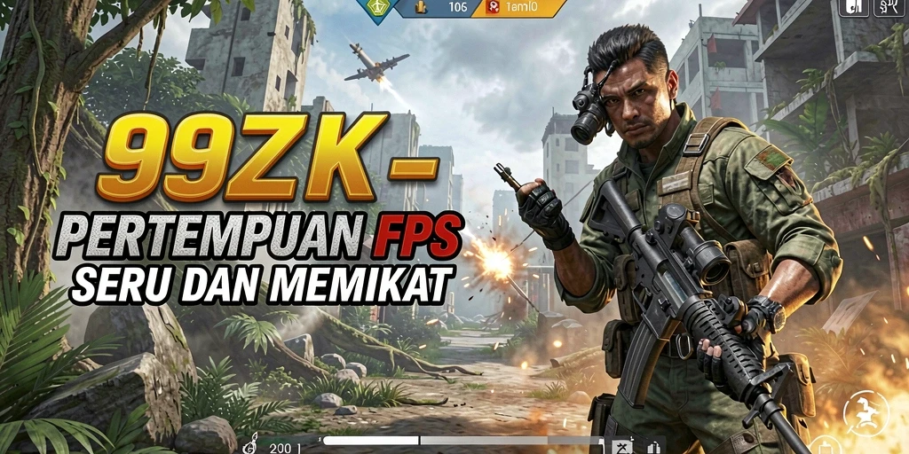 Tampilan gameplay seru dalam pertempuran FPS 99ZK.