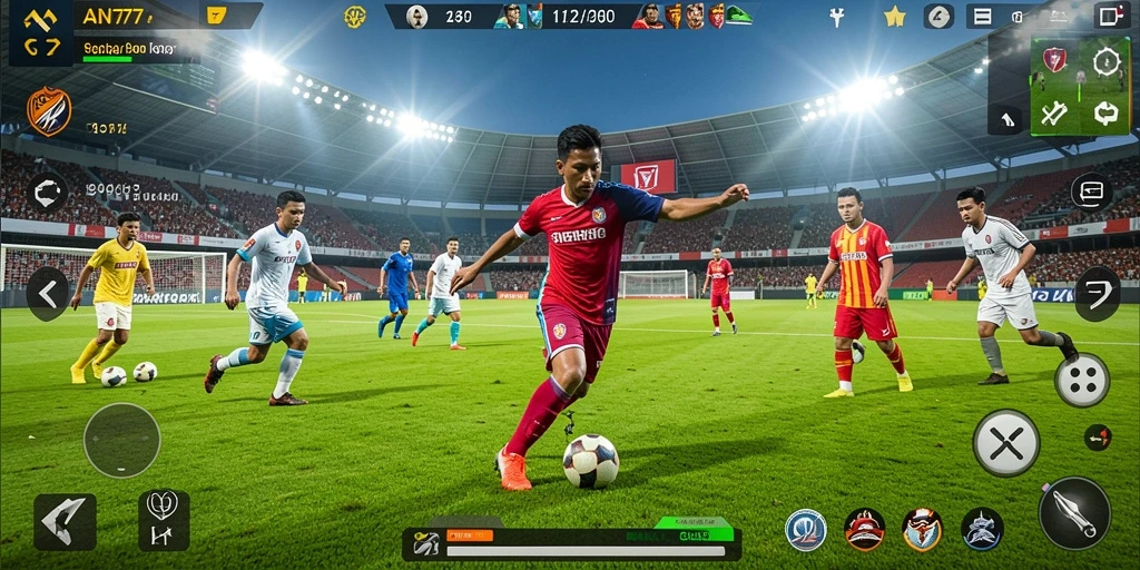 Gameplay AN777 menampilkan laga seru sekaligus menegangkan di lapangan sepak bola.