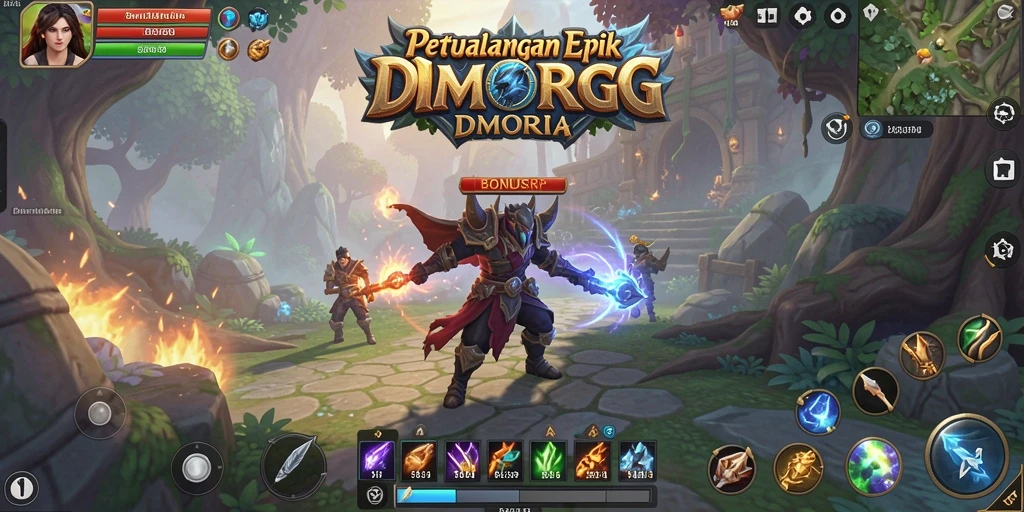 Screenshot gameplay BONUSRP yang menampilkan pertempuran seru dalam dunia MMORPG.