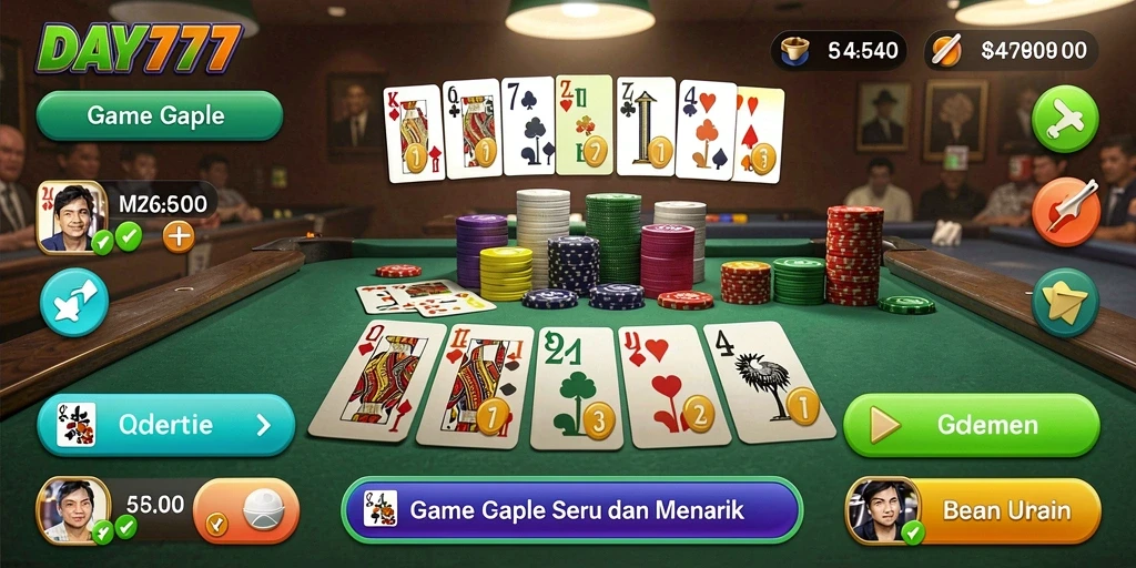 Screenshot gameplay DAY777 menampilkan keseruan permainan Gaple.