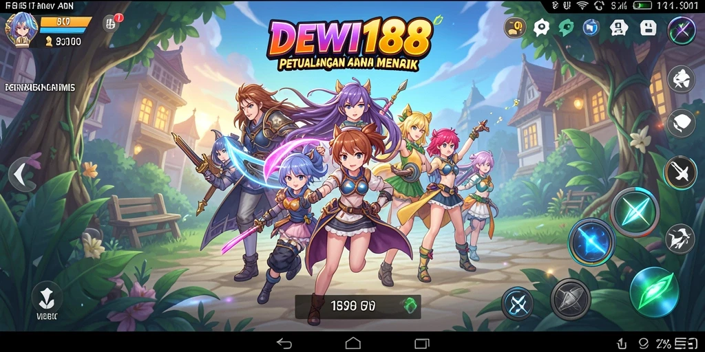Tampilan gameplay seru dengan karakter anime yang memikat.