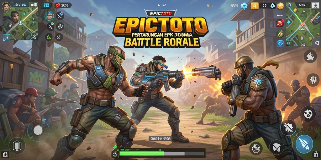 Tampilan gameplay seru di EPICTOTO dengan pertarungan Battle Royale