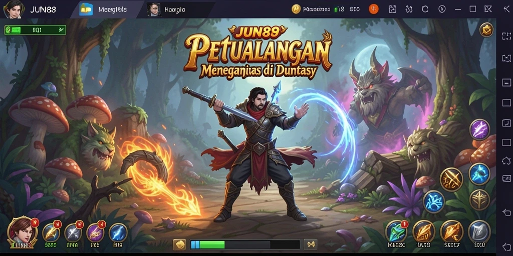 Screenshot dari gameplay <strong>JUN88</strong> menunjukkan petualangan seru di dunia fantasi.