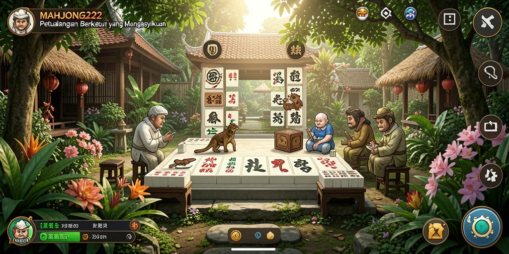 Tampilan gameplay MAHJONG222 yang mengasyikkan saat berkebun.
