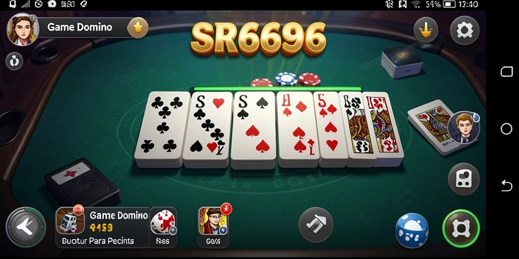 Screenshot SR6666 menampilkan gameplay seru Domino dengan pemain yang berinteraksi.
