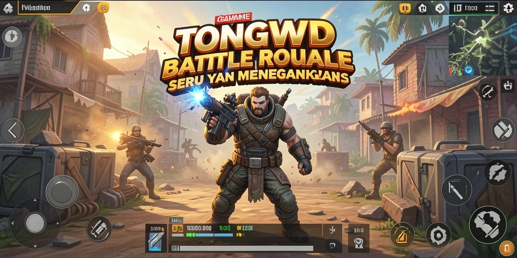Gameplay TONGWD yang seru dengan pertempuran Battle Royale.
