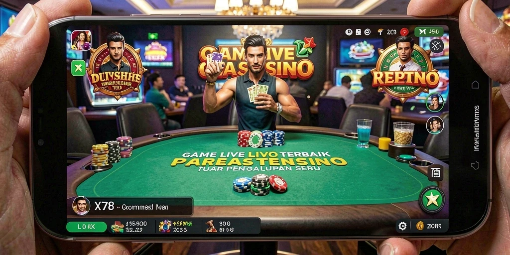 Screenshot utama X78 yang menampilkan gameplay Live Casino interaktif dan menarik.